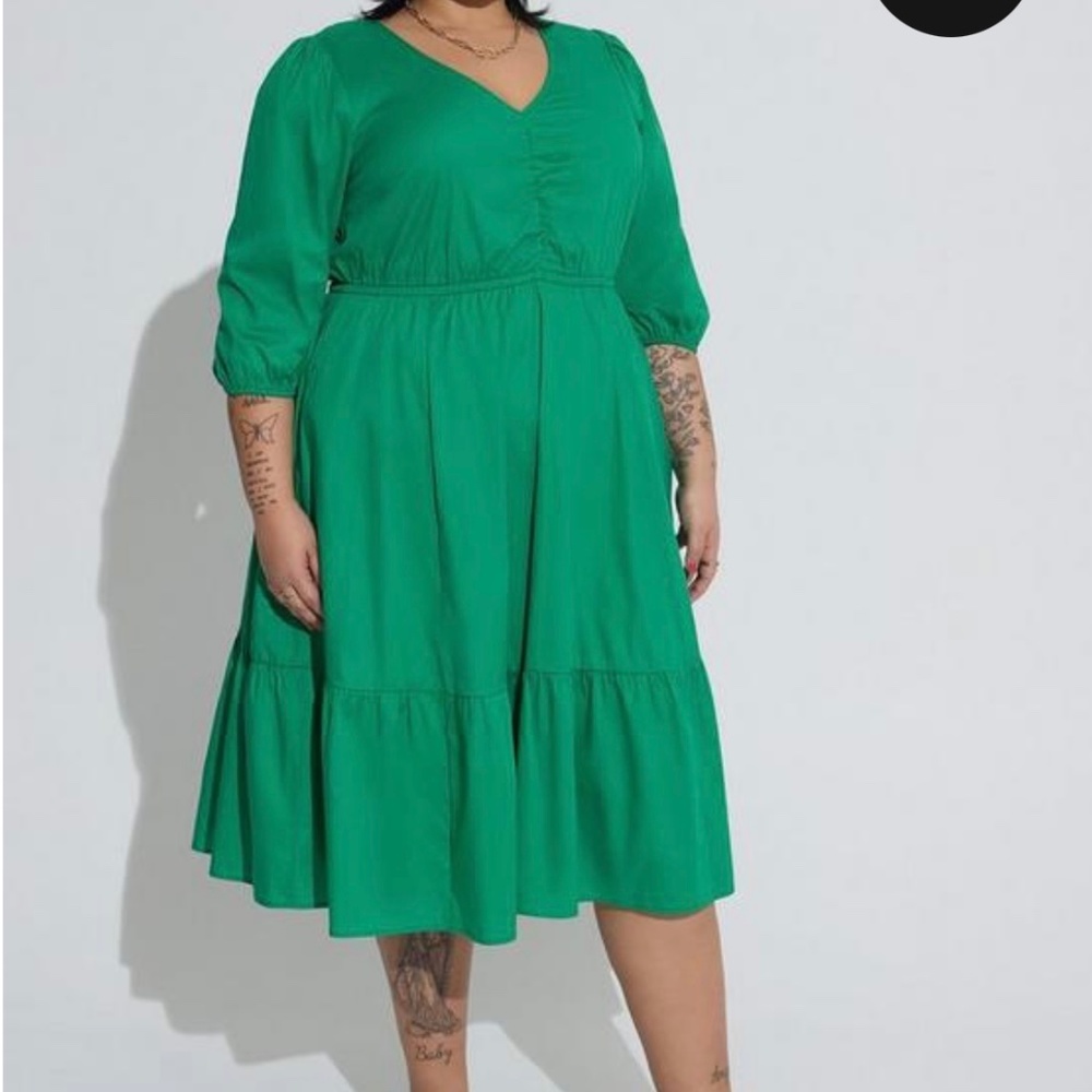 NWT Torrid Midi Poplin Tiered Dress